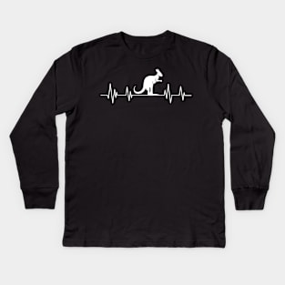 Kangaroo heartbeat lover,Kangaroo Silhouette gift animal Kids Long Sleeve T-Shirt